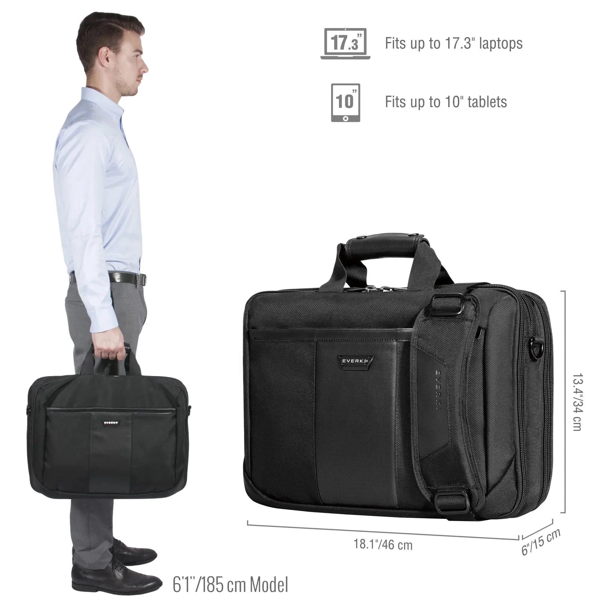 EVERKI EKB427BK17 VERSA 17.3'' LAPTOP BRIEFCASE BAG