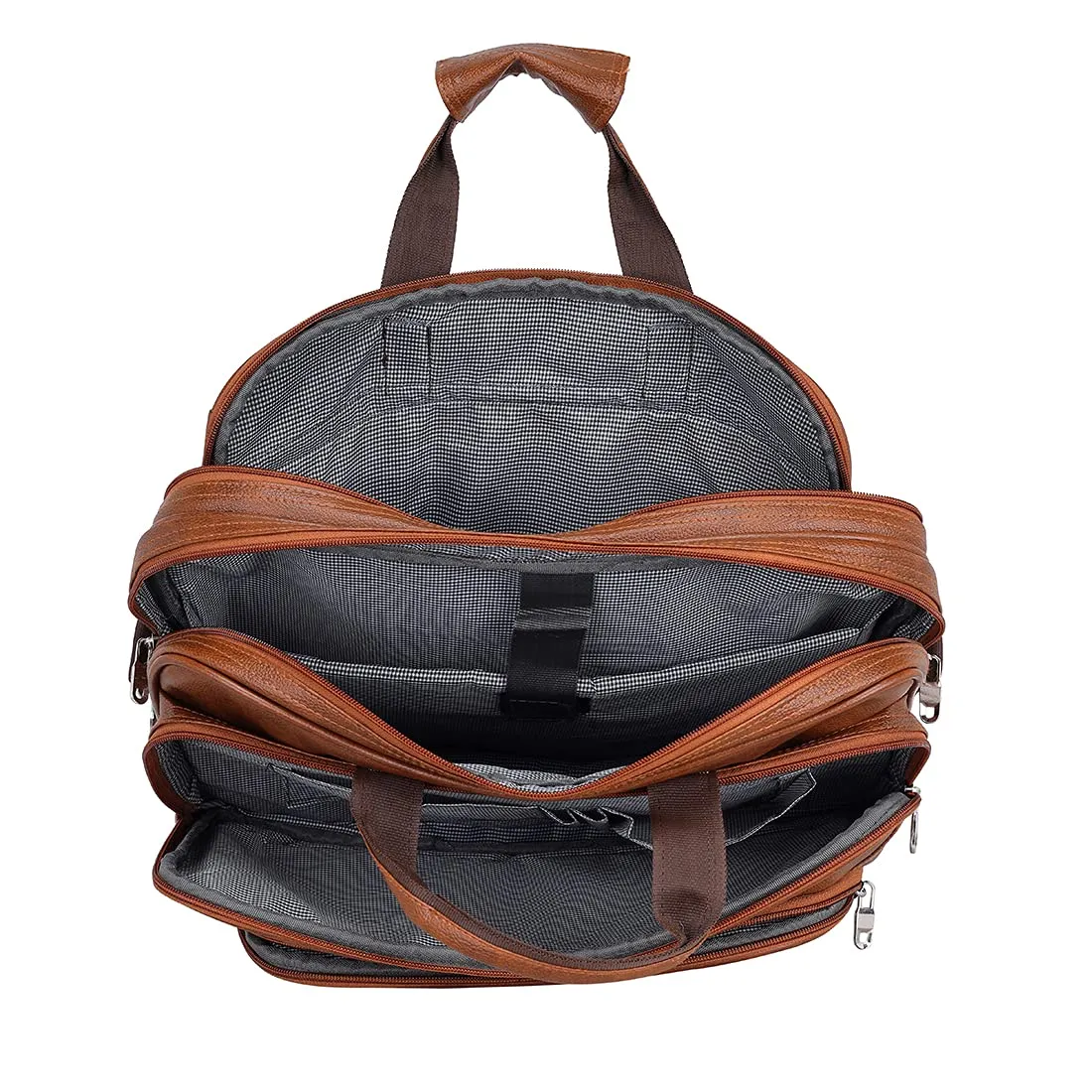 Expandable Leatherette Tan Unisex Office Laptop Messenger Bag