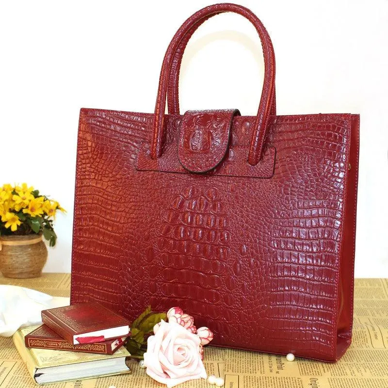 Exquisite Crocodile Pattern Genuine Leather Women's Shoulder Bag - Luxury Fashion for Business and Office, Perfect for Businesswomen and Professionals