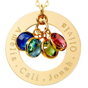 Family Name Necklace with Birthstones - CG393N. Starts at