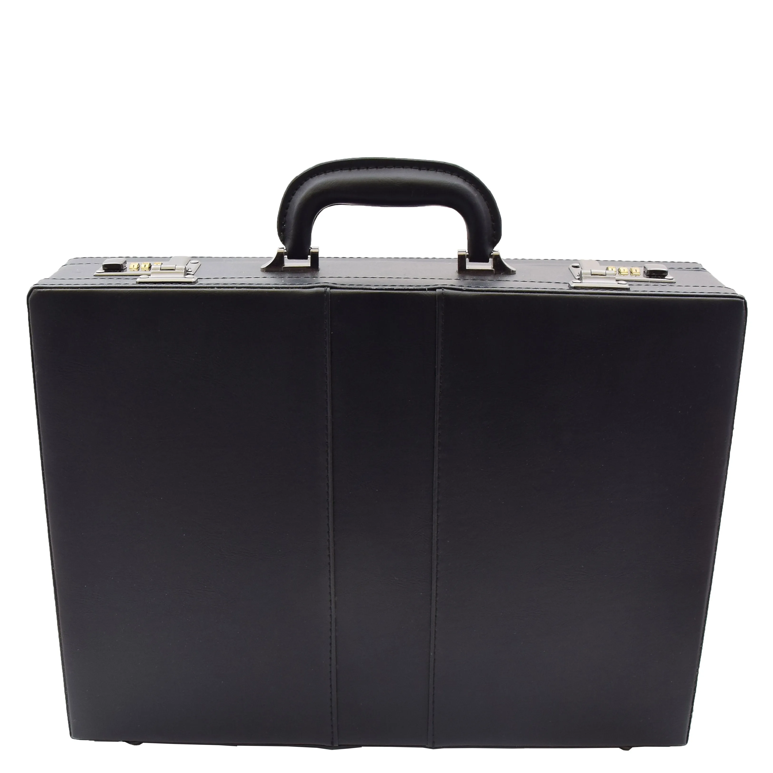 Faux Leather Briefcase Classic Attache Business Case Calver Black