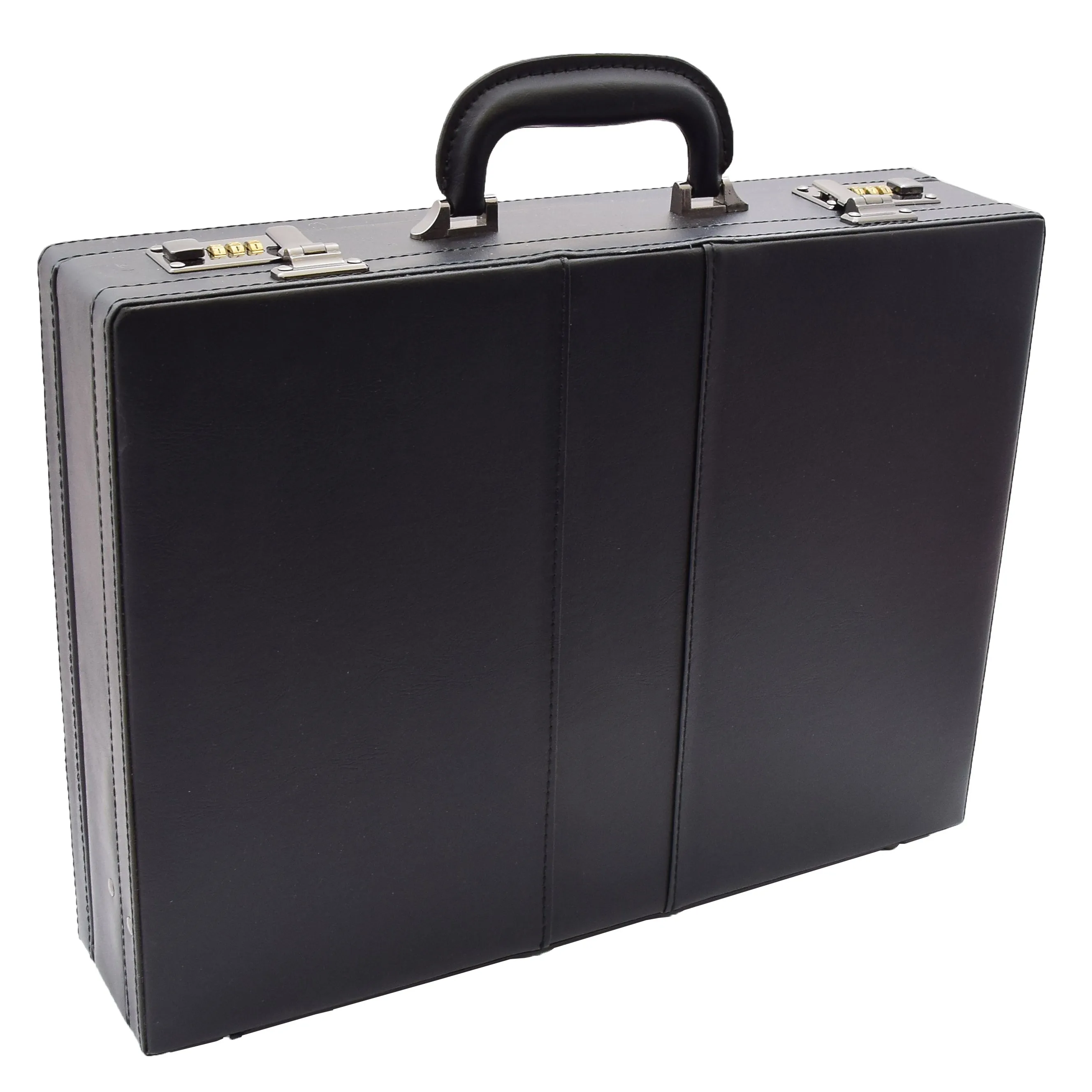 Faux Leather Briefcase Classic Attache Business Case Calver Black