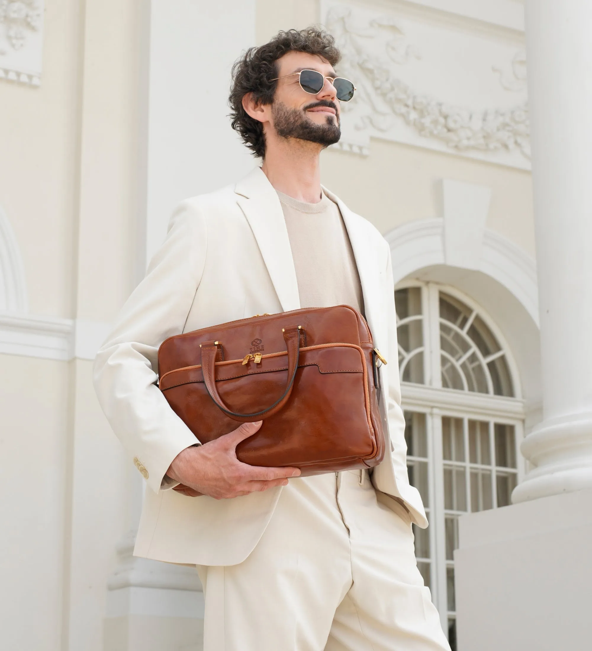 Full Grain Italian Leather Briefcase Laptop Bag - Orlando