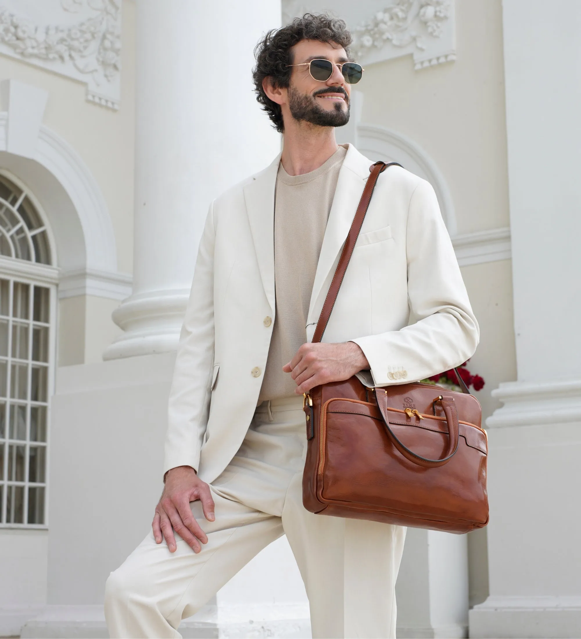 Full Grain Italian Leather Briefcase Laptop Bag - Orlando