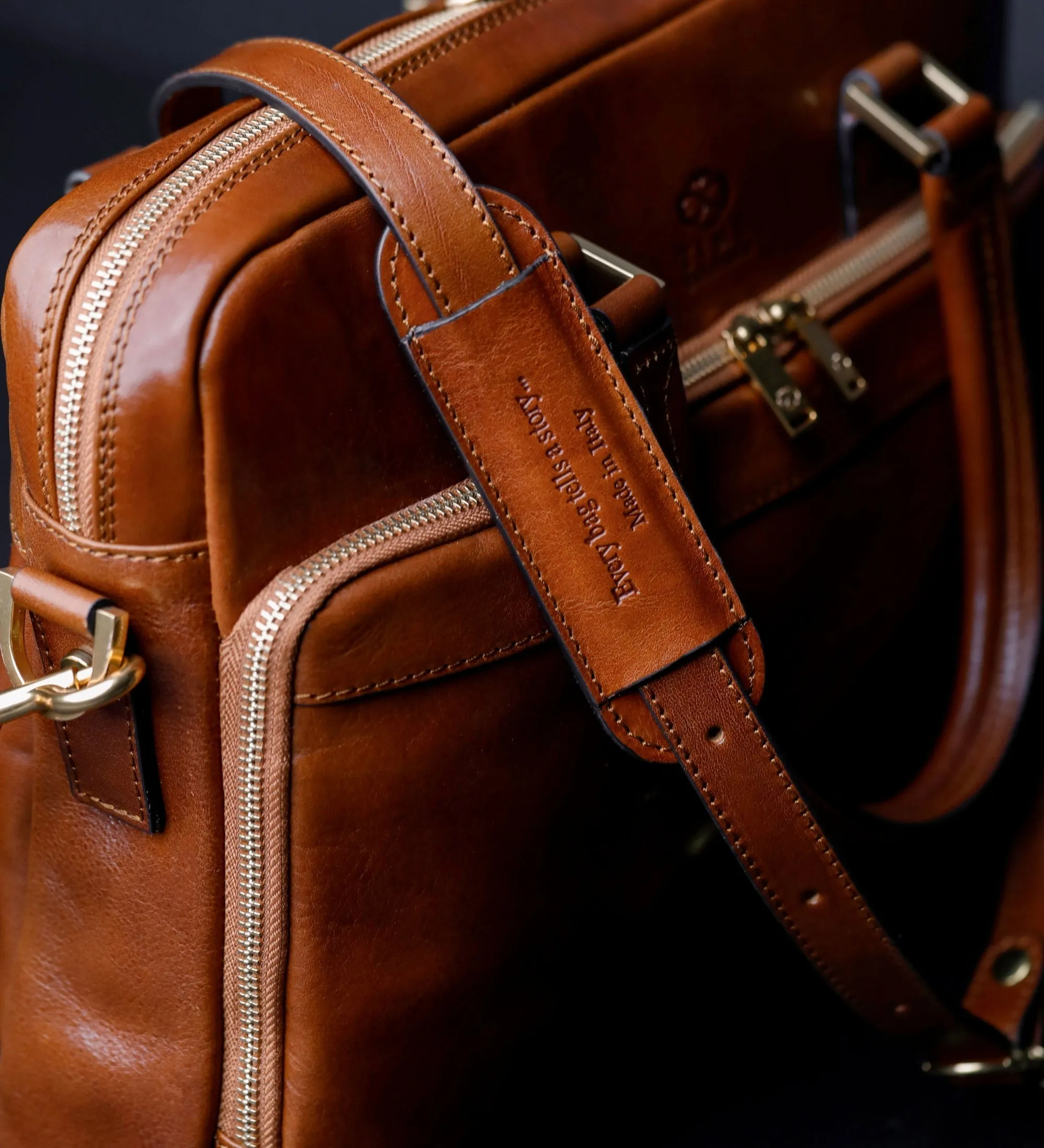 Full Grain Italian Leather Briefcase Laptop Bag - Orlando