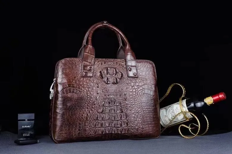 Genuine Crocodile Leather Briefcase With Password Lock