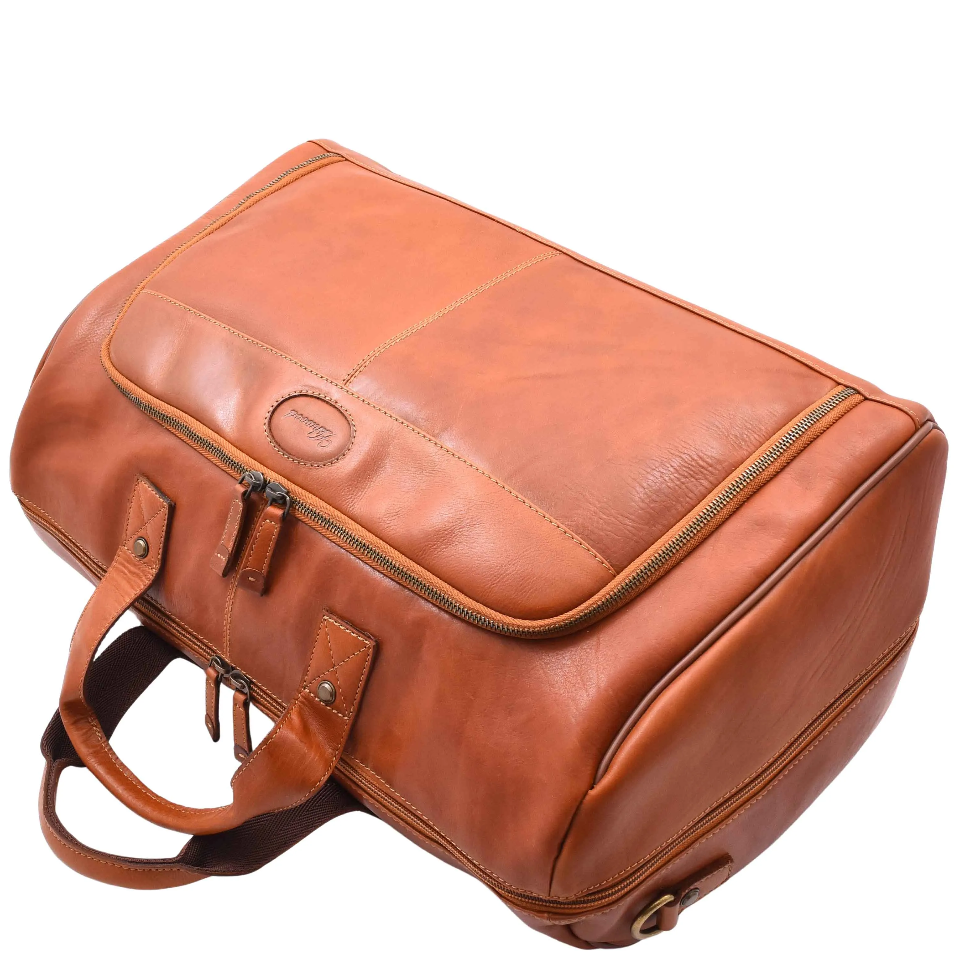 Genuine Leather Travel Holdall Overnight Bag HL015 Honey