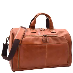 Genuine Leather Travel Holdall Overnight Bag HL015 Honey