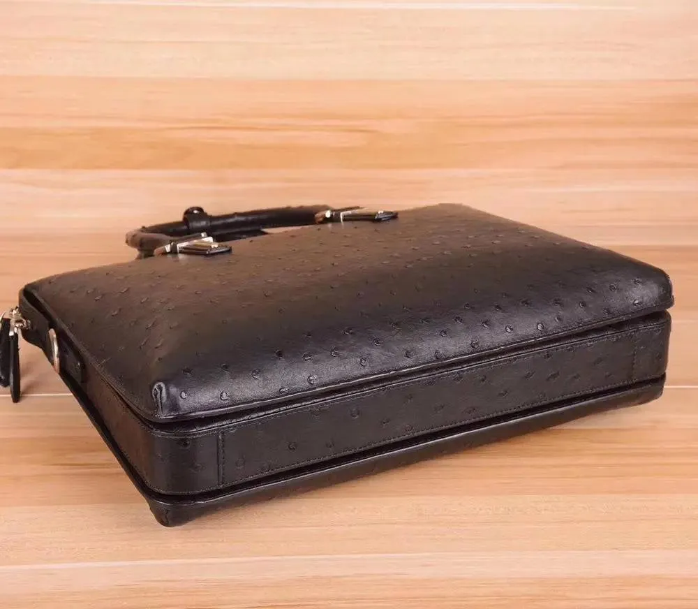 Genuine Ostrich Leather Briefcase Black