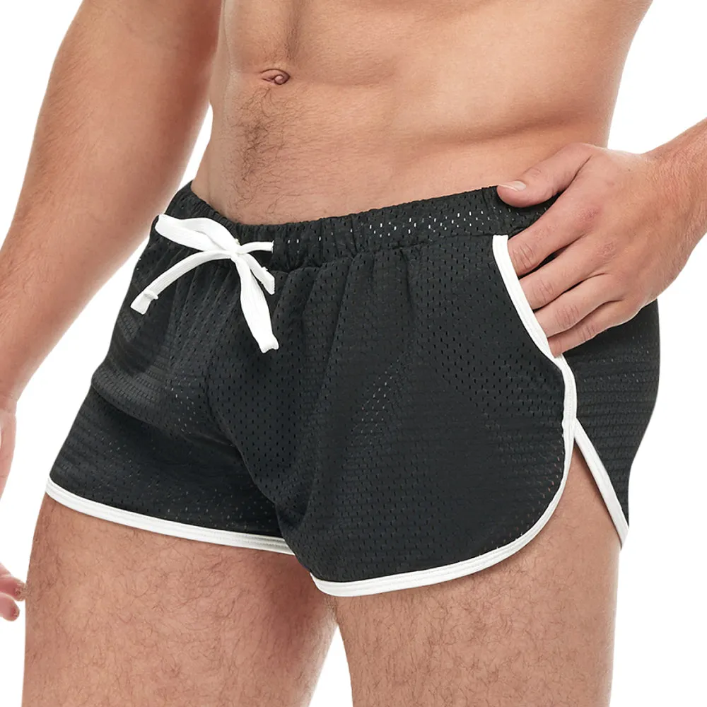 Goal Line Side Split Mesh Booty Shorts Black