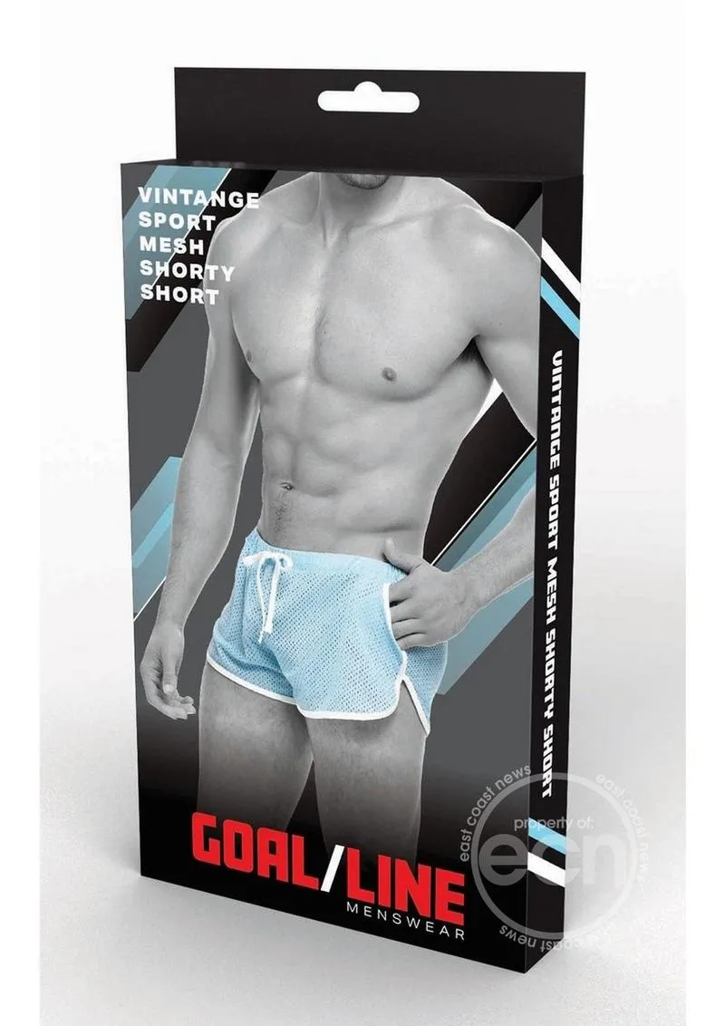 Goal Line Side Split Mesh Booty Shorts Blue