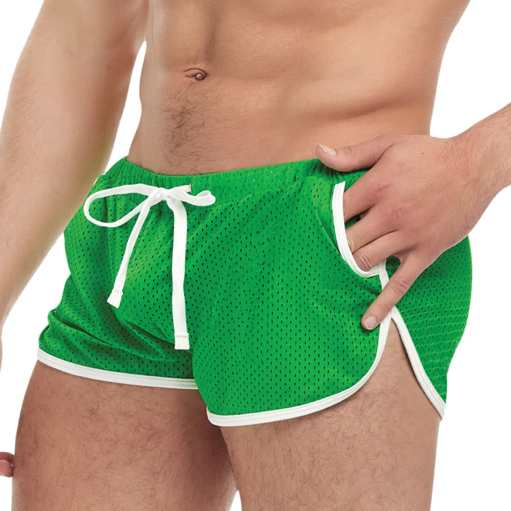 Goal Line Side Split Mesh Booty Shorts Green