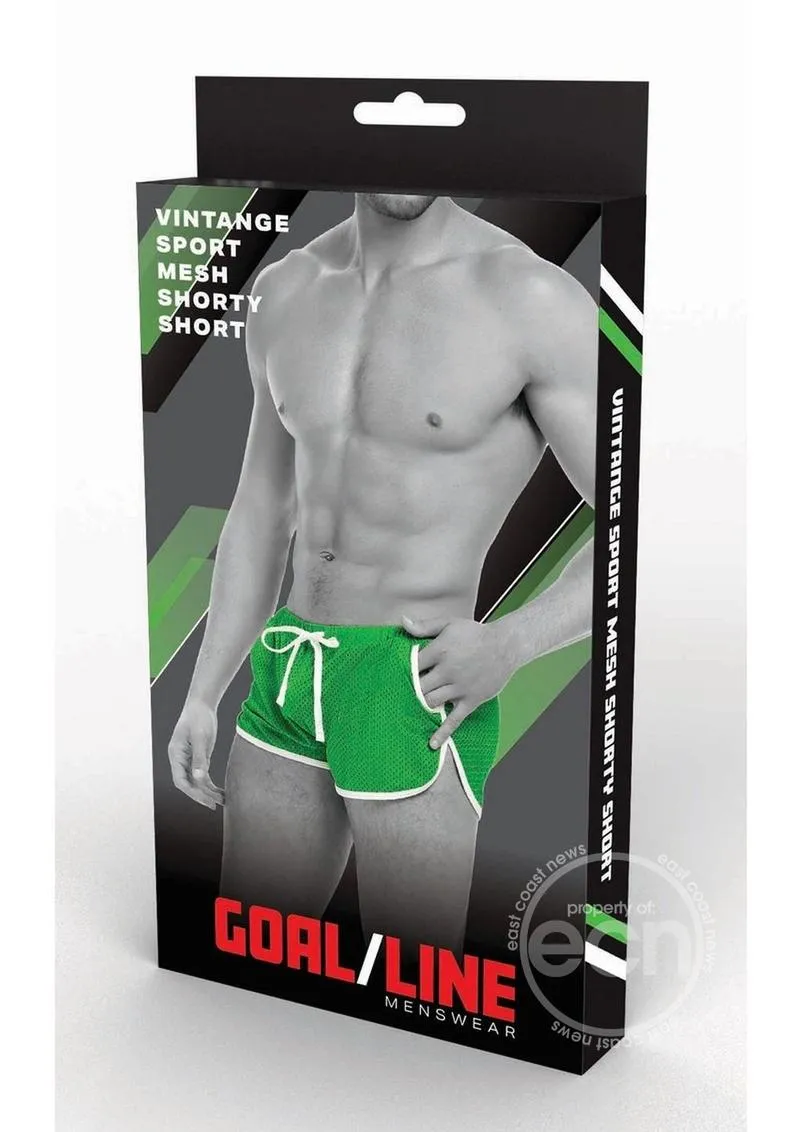 Goal Line Side Split Mesh Booty Shorts Green