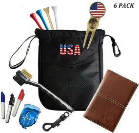 Golf Pouch Bag with 10 Pcs Wooden Golf Tees Gift Set