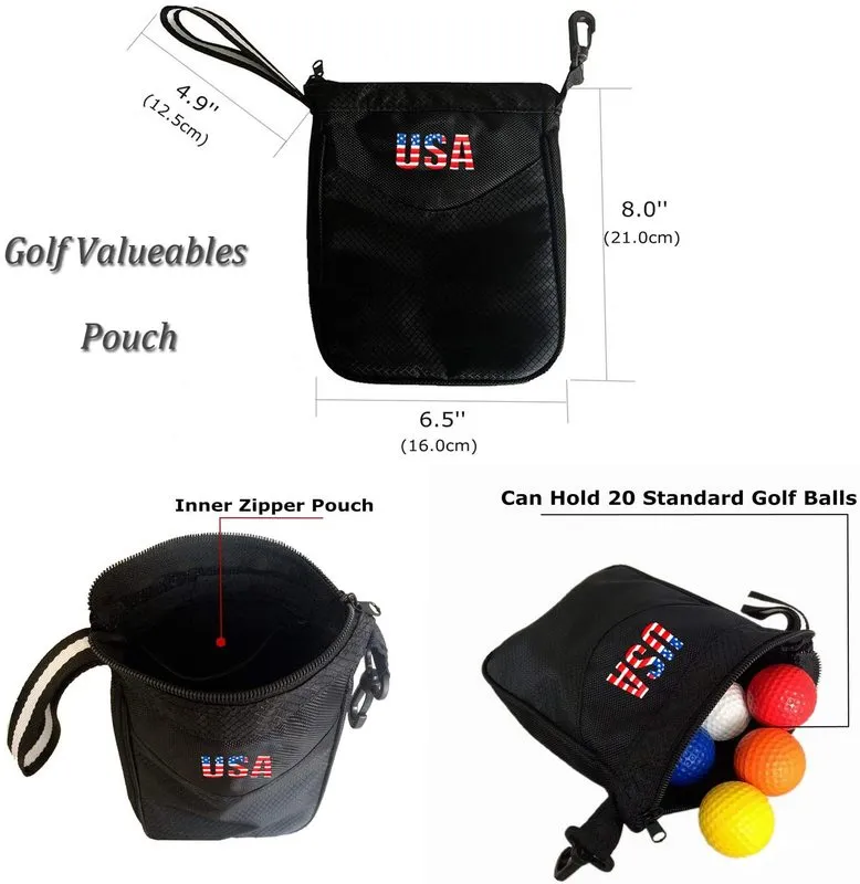 Golf Pouch Bag with 10 Pcs Wooden Golf Tees Gift Set