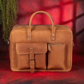 Grand Master Blue Lodge Briefcase - Brown Leather Crazy Horse finish