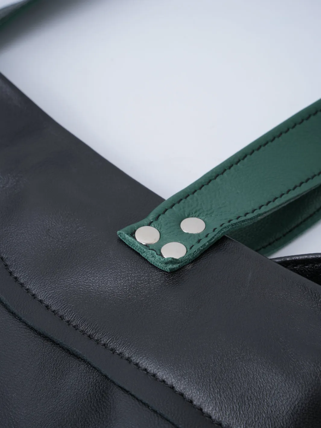 Green Studded Leather Bag