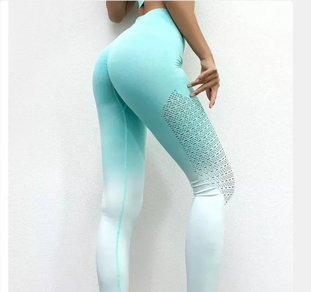 Gym Bunny Annabella Aqua Faded 2 Piece Set