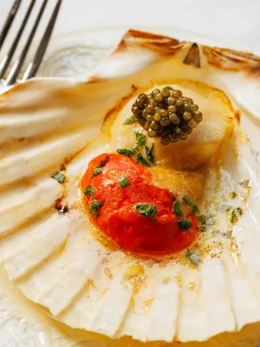 Half-Shell Scallop with Roe