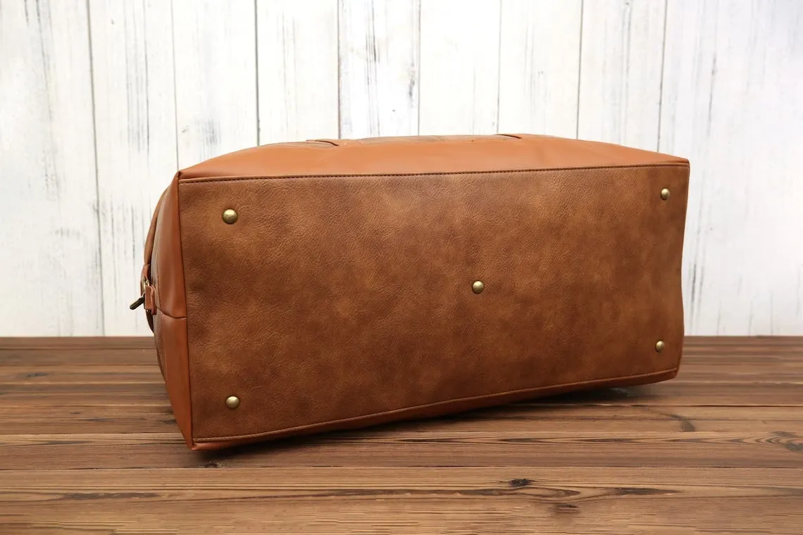 Handmade Men’s Vegan Leather Duffle Bag Travel Bag Personalized Unisex Weekender Bag