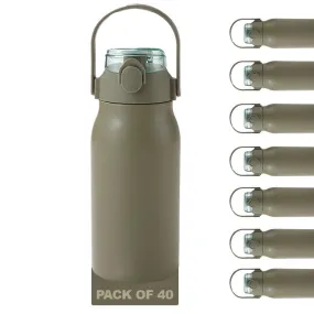 Homestic Insulated Stainless Steel Bottle 1 Litre with Sipper Lid-Double Wall | Leak Proof |Rust Proof|Keeps Drinks Hot/Cold for 6-12 Hours|Flip Up Handle|Easy to Carry (Pack of 40, Green)