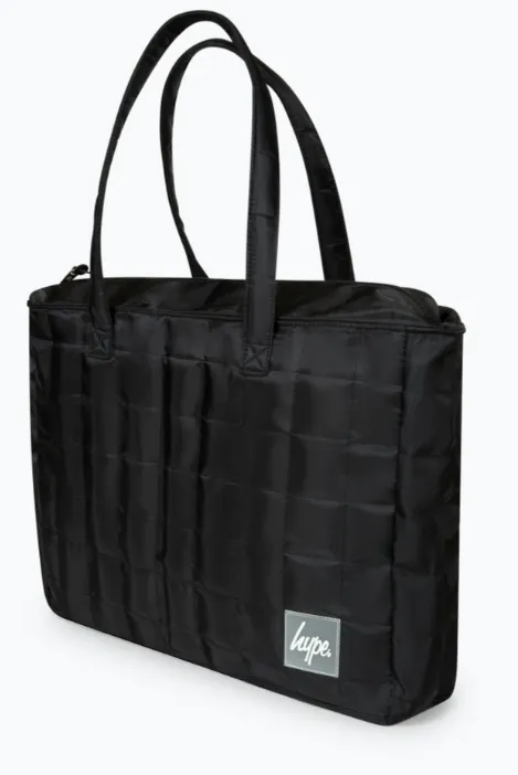 Hype Black Quilted Square Tote Bag Black