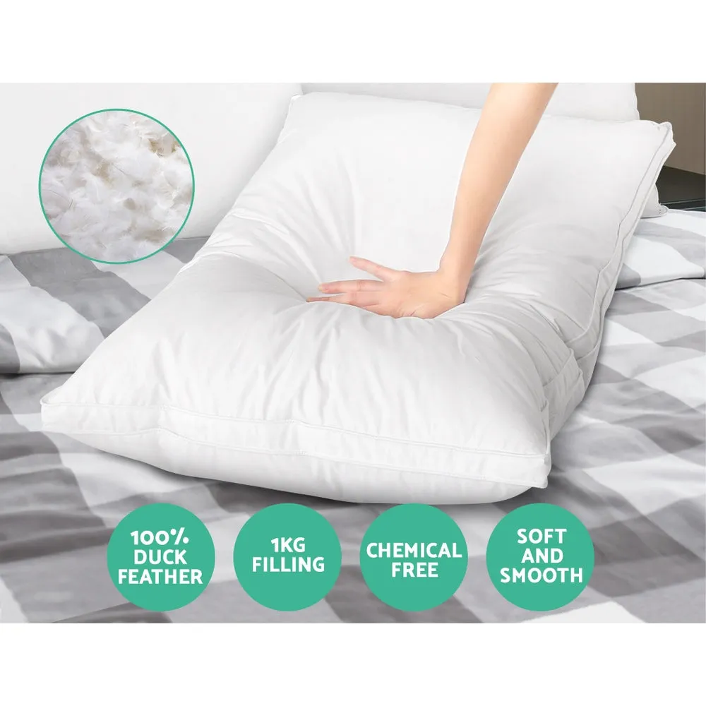 Hypoallergenic Duck Feather Down Pillows Twin Pack Giselle