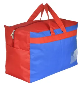 Kuber Industries Canvas Multi-Purpose Storage Bag/Clothing Storage Organizer (Blue & Red), Pack of 1