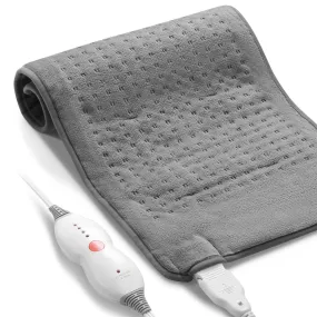 Large 12" x 24" Size Heating Pad with 3 Heat Settings and 2 Hour Auto shut off, Iron Grey