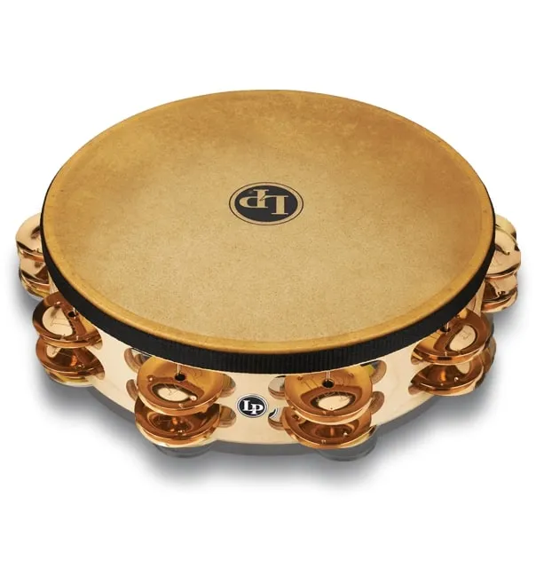 Latin Percussion LP384-BZ Pro Double Row Headed Tambourine - 10" (Bronze)