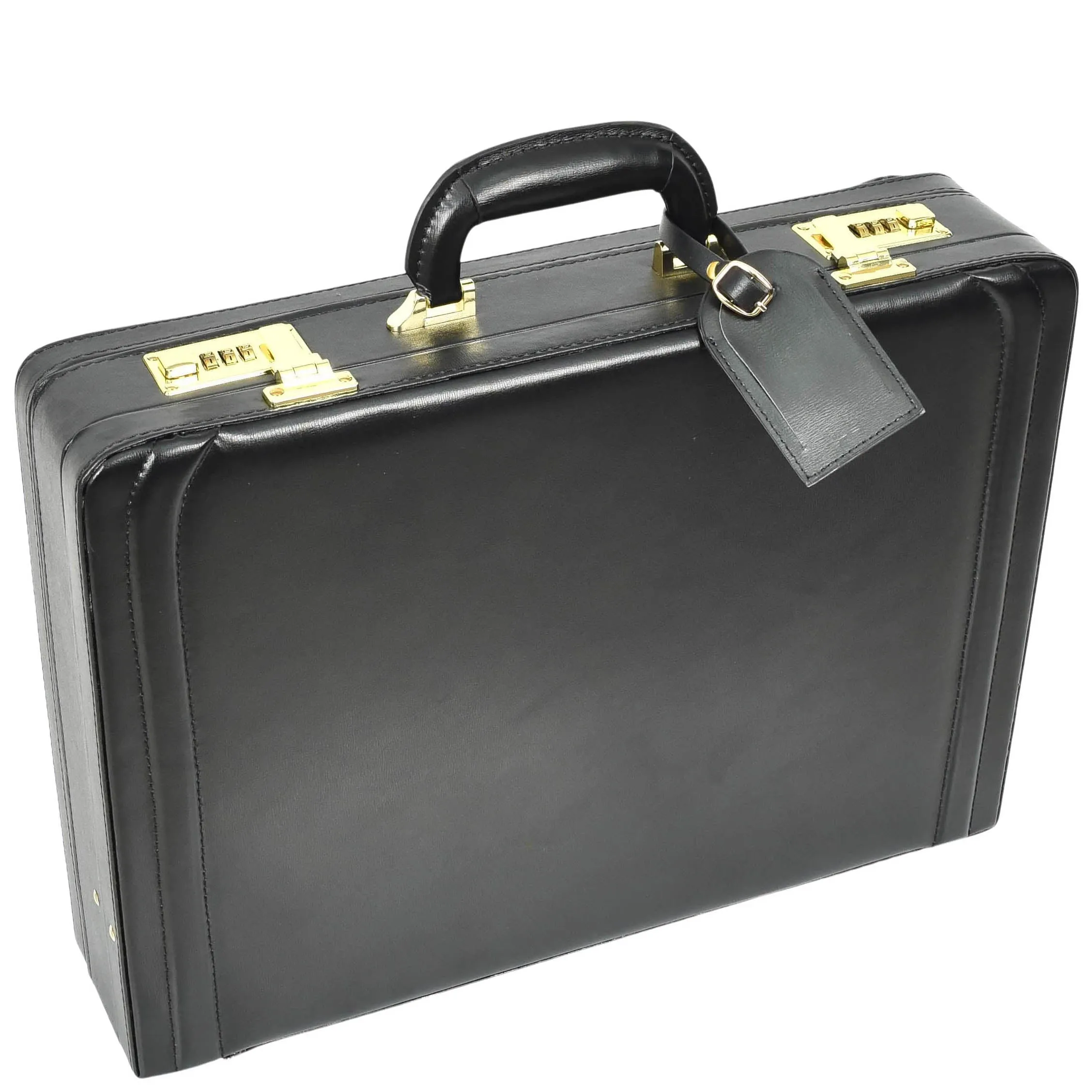 Leather Attache Classic Briefcase Grasmere Black