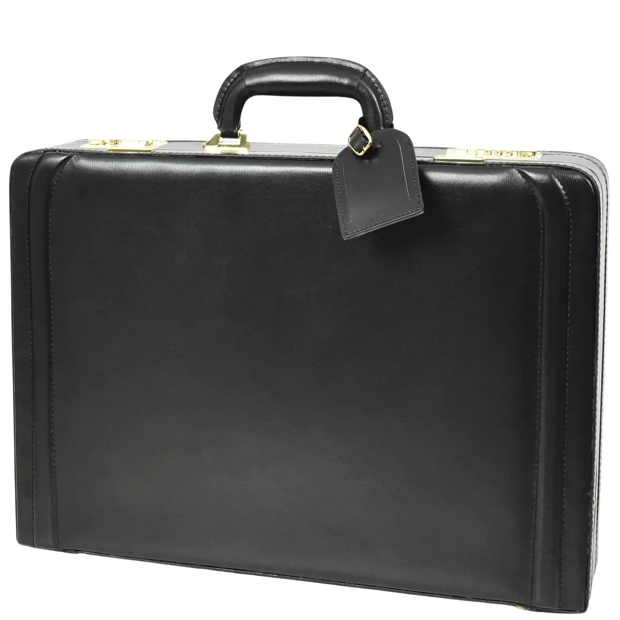 Leather Attache Classic Briefcase Grasmere Black