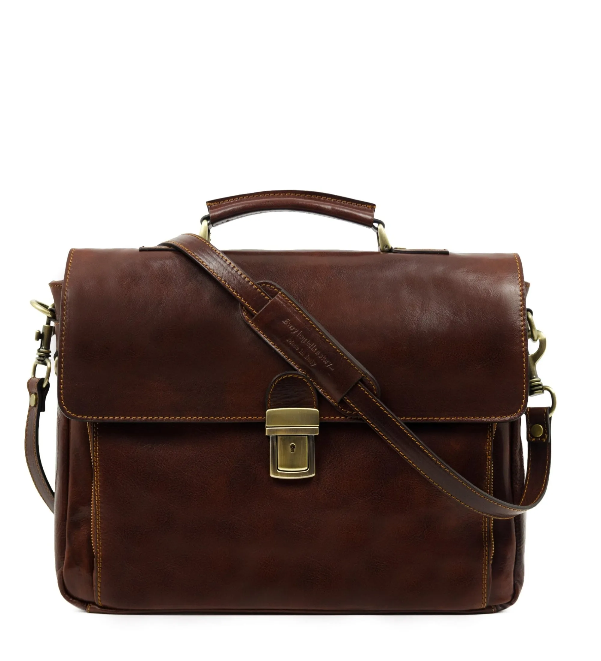 Leather Briefcase Laptop Bag  - In Cold Blood