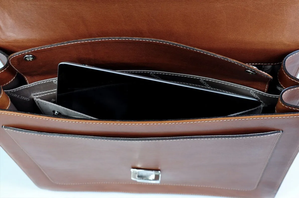 Leather Briefcase - The Arrezo - Terra Tan