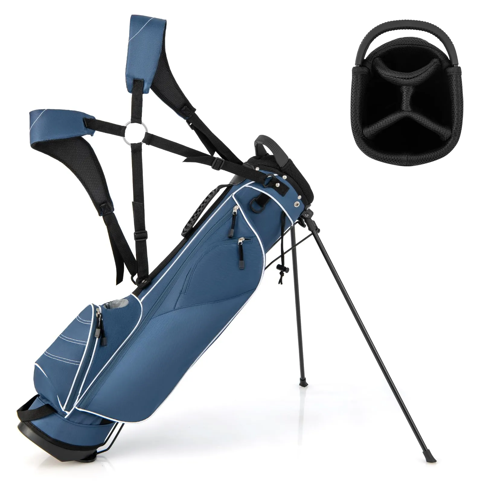 Lightweight Blue Tangkula Golf Stand Bag with 4 Dividers and 4 Pockets