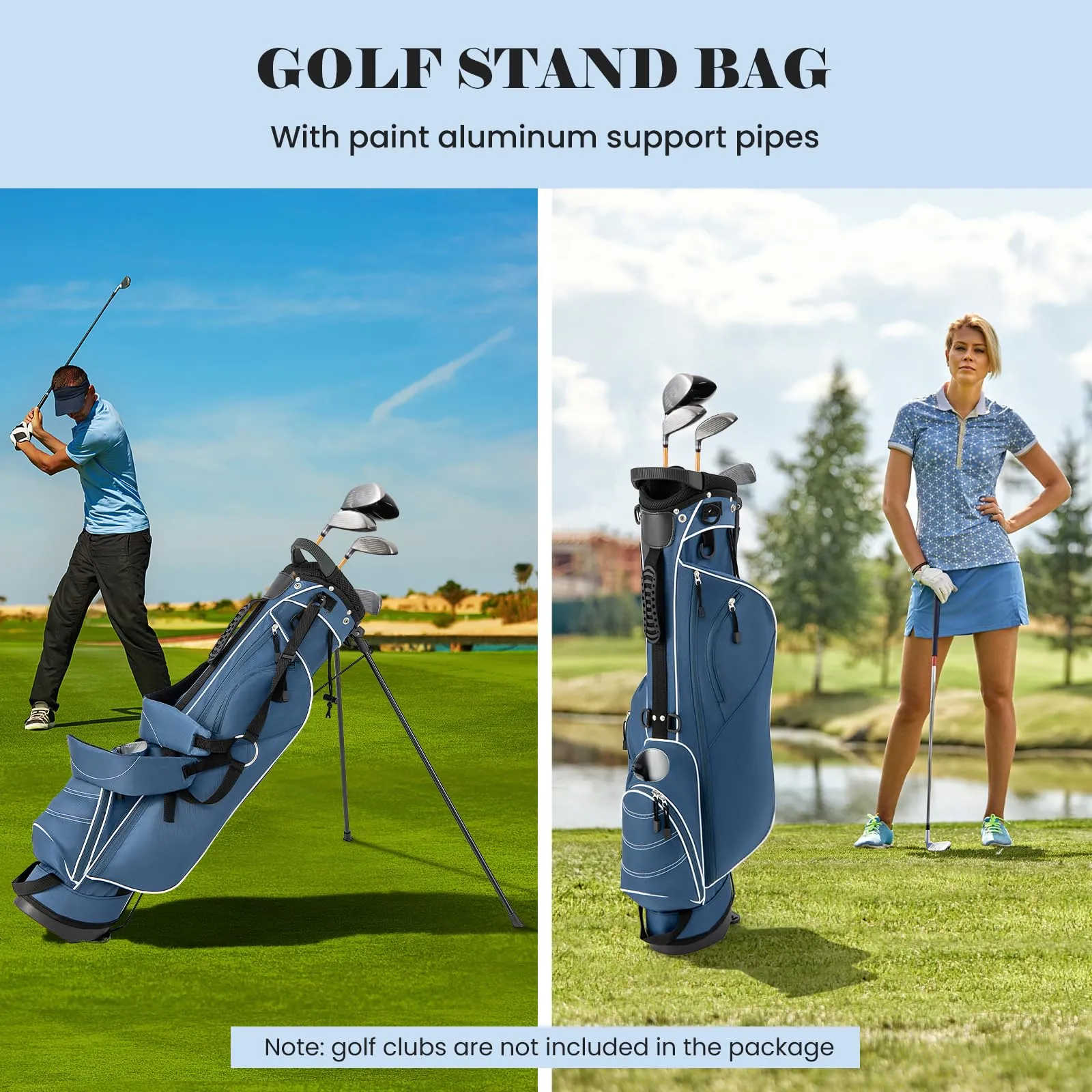 Lightweight Blue Tangkula Golf Stand Bag with 4 Dividers and 4 Pockets