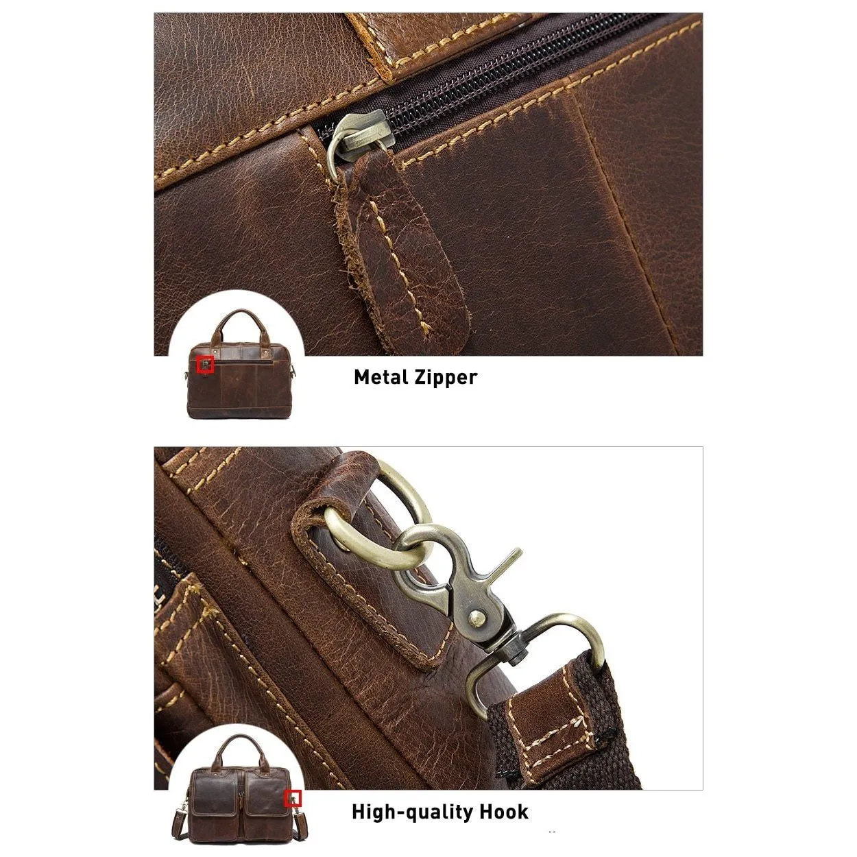 Luxury Exotic Leather Zipper Laptop Briefcase