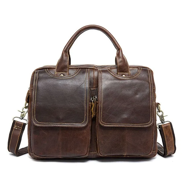 Luxury Exotic Leather Zipper Laptop Briefcase