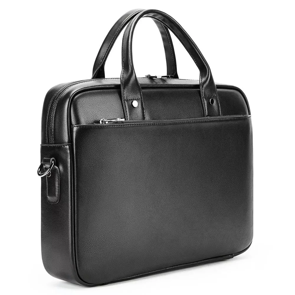 Luxury Leather Double Compartment Business Briefcase