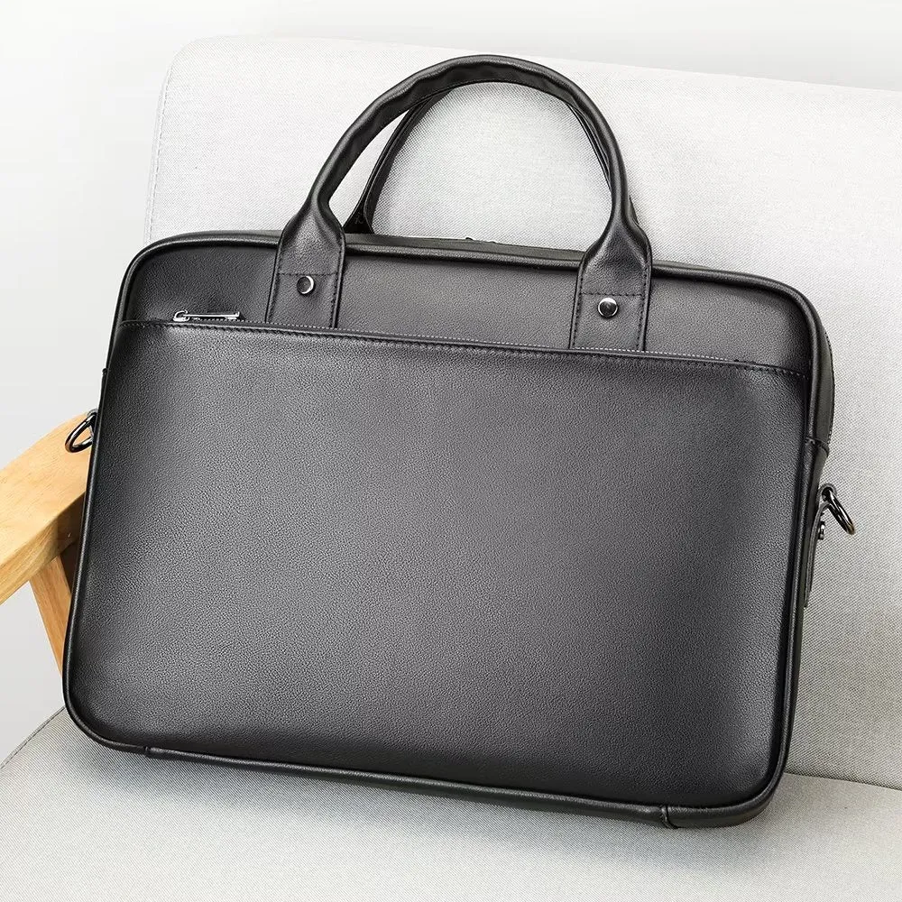 Luxury Leather Double Compartment Business Briefcase