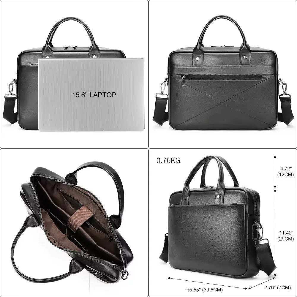 Luxury Leather Double Compartment Business Briefcase