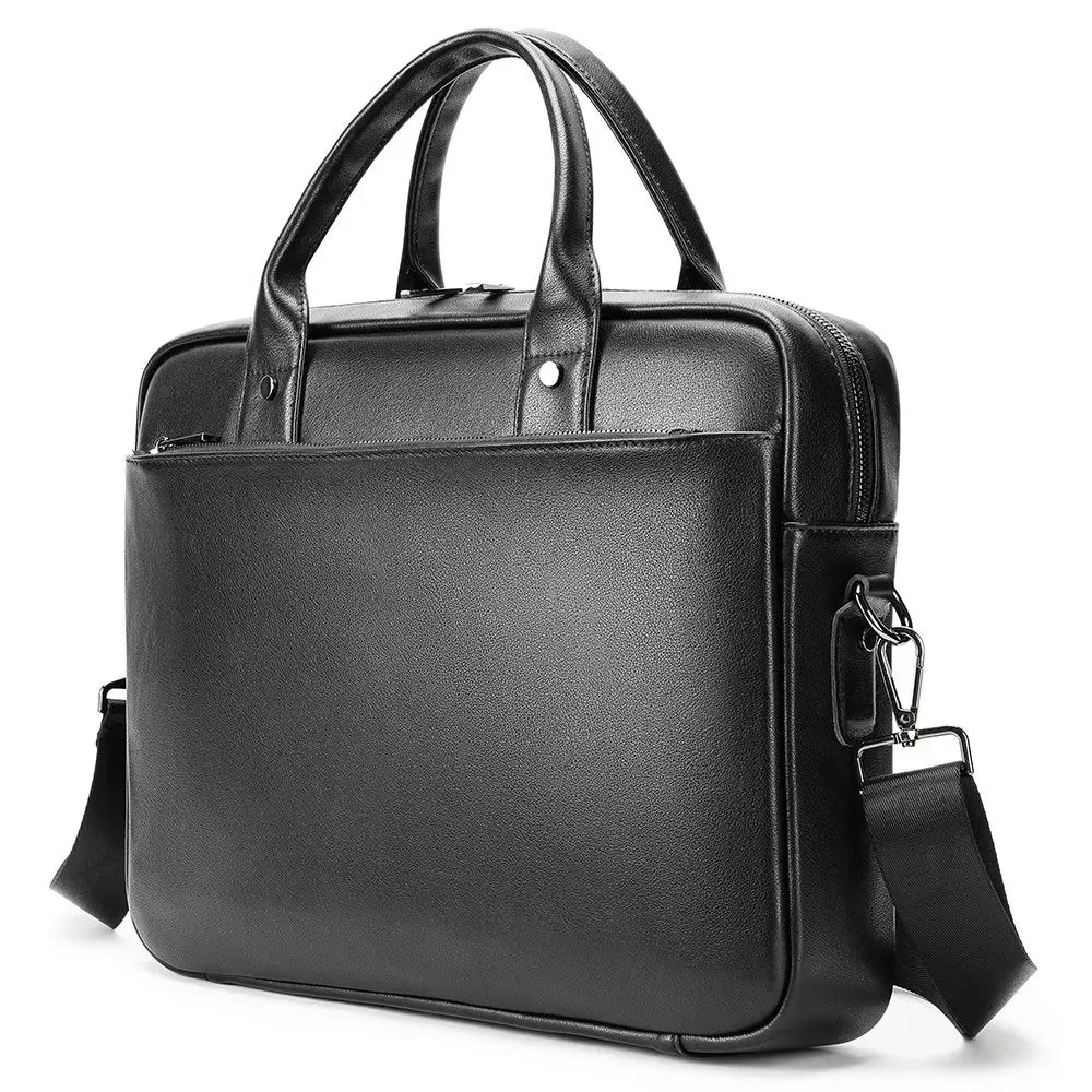 Luxury Leather Double Compartment Business Briefcase