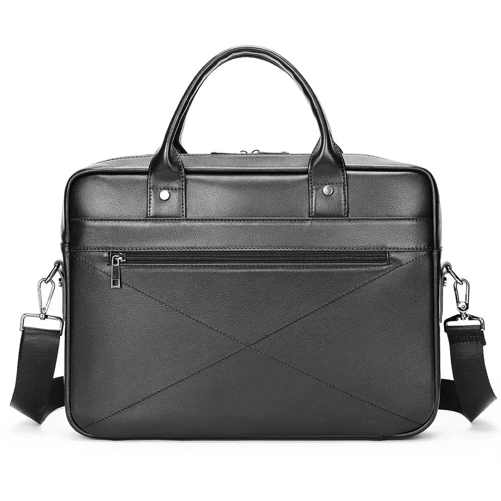 Luxury Leather Double Compartment Business Briefcase