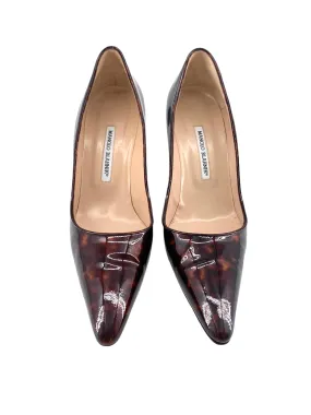 Manolo Blahnik Tortoise Shell Brown Vinyl Stilettos