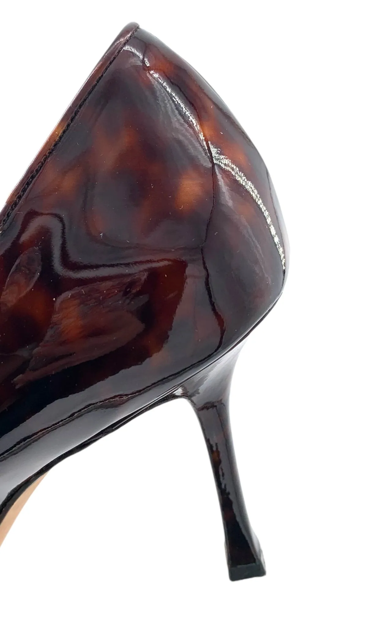 Manolo Blahnik Tortoise Shell Brown Vinyl Stilettos