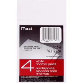 MEAD - White Memo Pad 3" x 5"  - 50 Pads