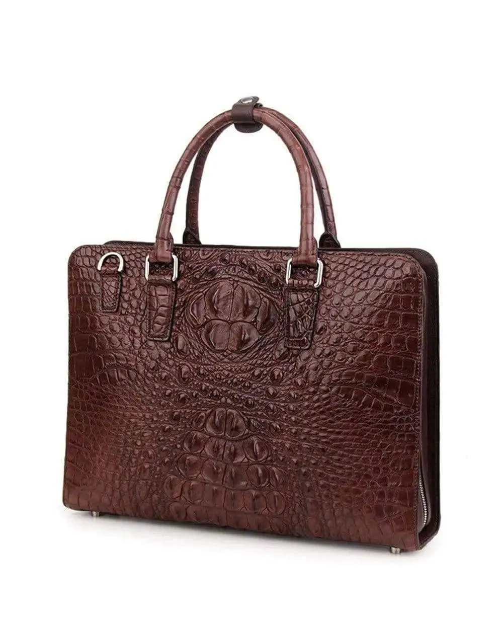 Mens Crocodile Skin Leather Briefcase