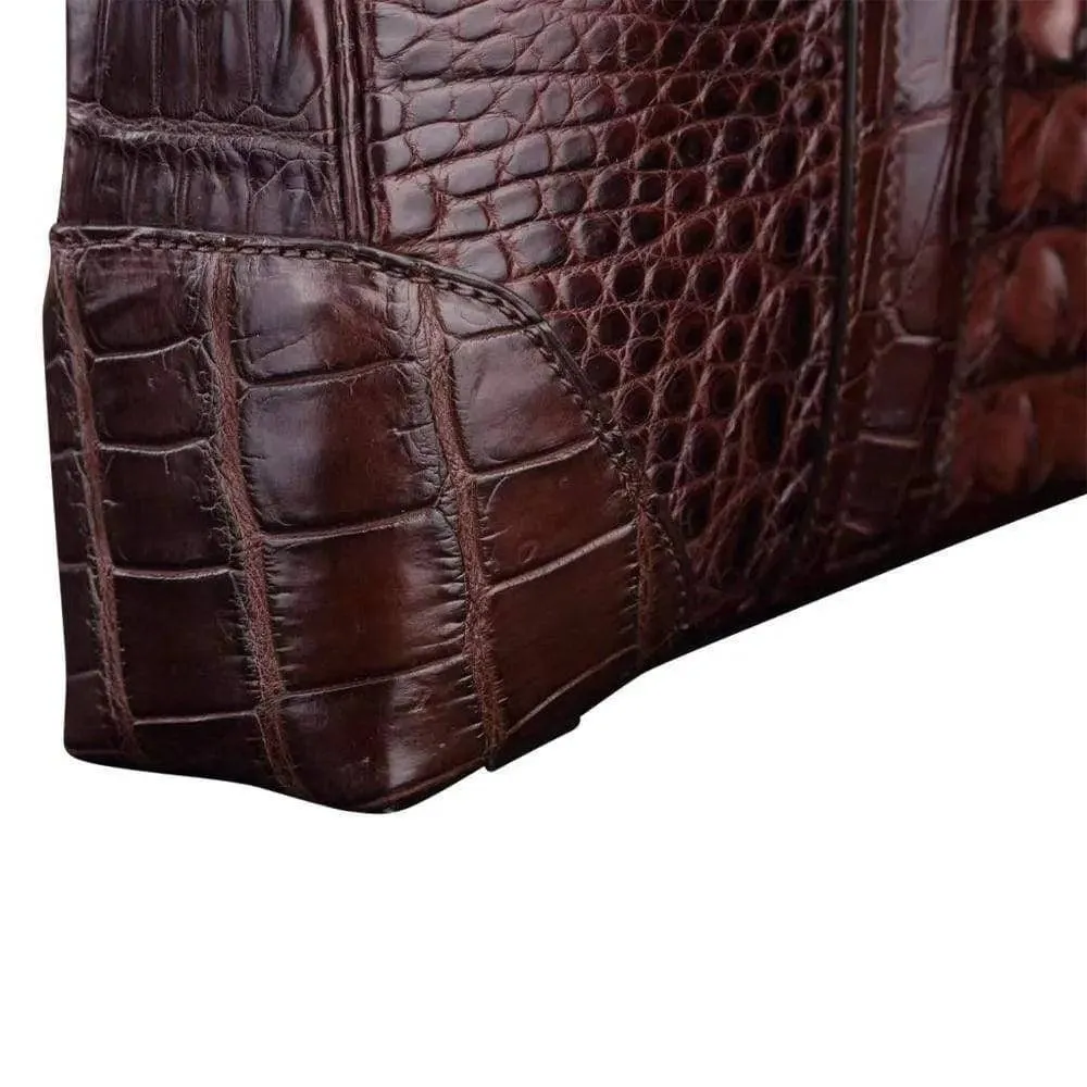 Men’s Fashion Crocodile Leather Bag, Luxury Crocodile  Leather Business Briefcase for Men