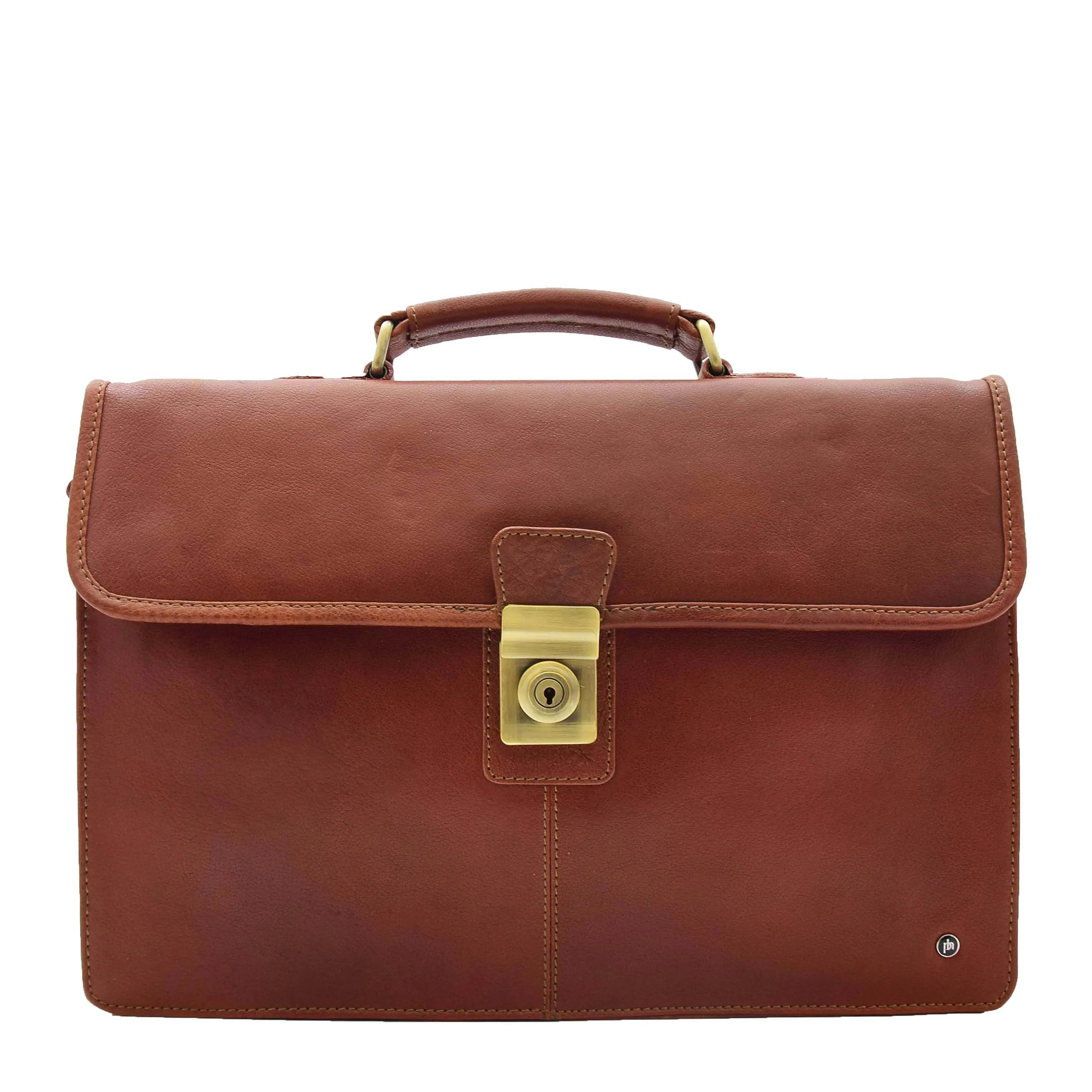 Mens Leather Slimline Briefcase Business Bag Lama Tan