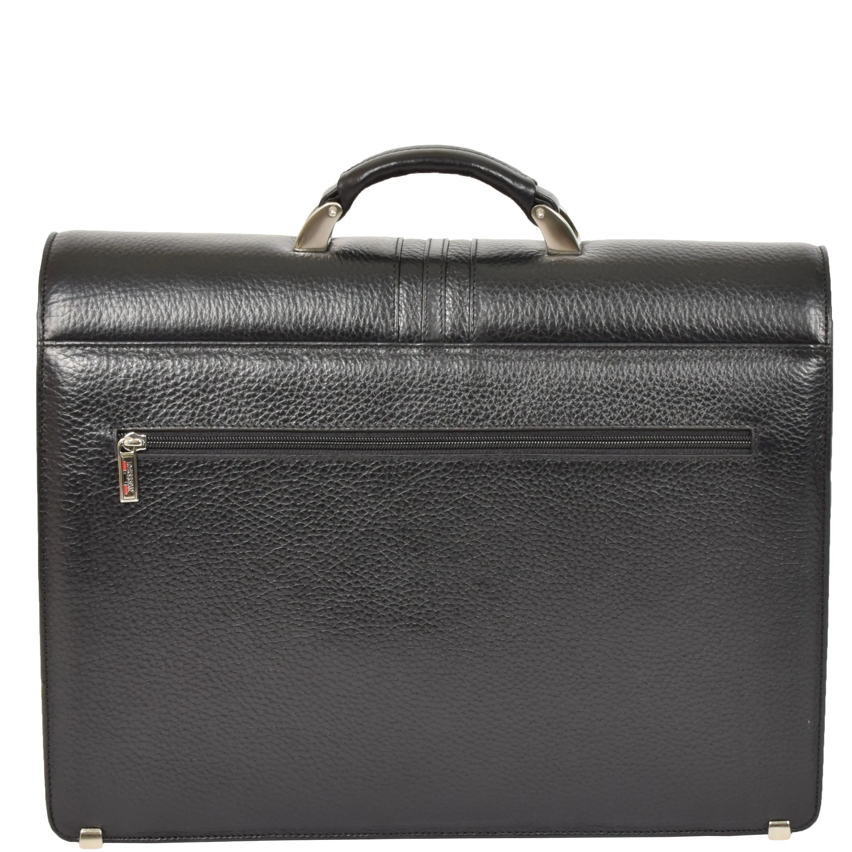 Mens Real Leather Briefcase Classic Bag Organiser CARTER Black